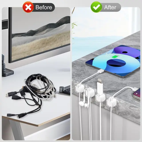 Under Desk Cable Magnetic Management Adhesive Wire Holder Keeper Organizer Cable Clips - Image 3