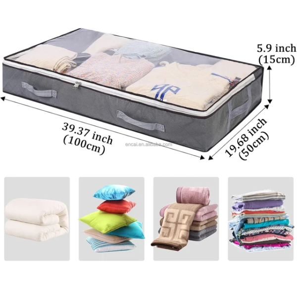 Under Bed Storage Bin 90L Collapsible Closet Containers Organizer Under bed Storage Bags for Wrapping Paper Blanket Towels Clothe - Image 6