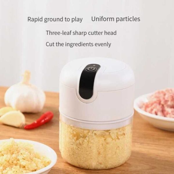 250mL Mini Garlic Chopper USB Charging Ginger Masher Machine Sturdy Durable Chili Vegetable Crusher Kitchen Tool - Image 3