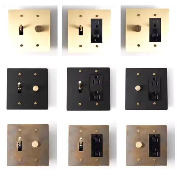 Customized Golden Black Retro Bronze SS Plate 30 Days Brass Knulred Toggle 110V American Standard Wall Switch Socke